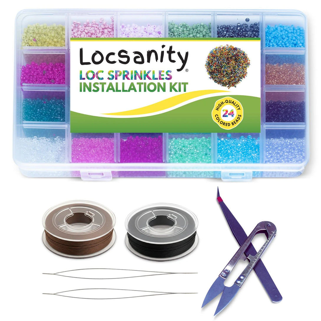 Locsanity Loc Sprinkles Complete Installation Kit Glass Beads - Locs,
