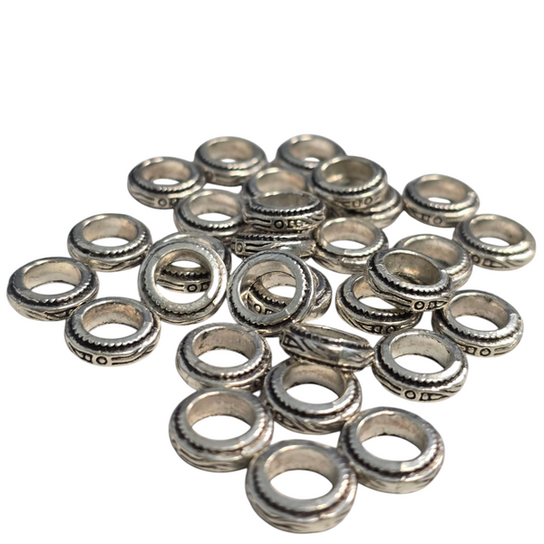 30 Piece Antique Silver Tibetan Style Zinc Alloy Rondelle Medium Dreadlocks