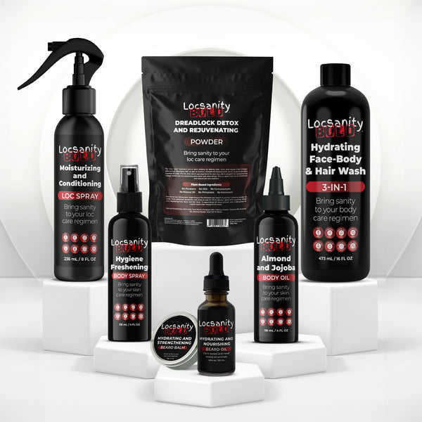 Locsanity BOLD Men's Bundle, Loc Spray, 3-1 Shampoo, Hygiene Spray, Men's Body Oil