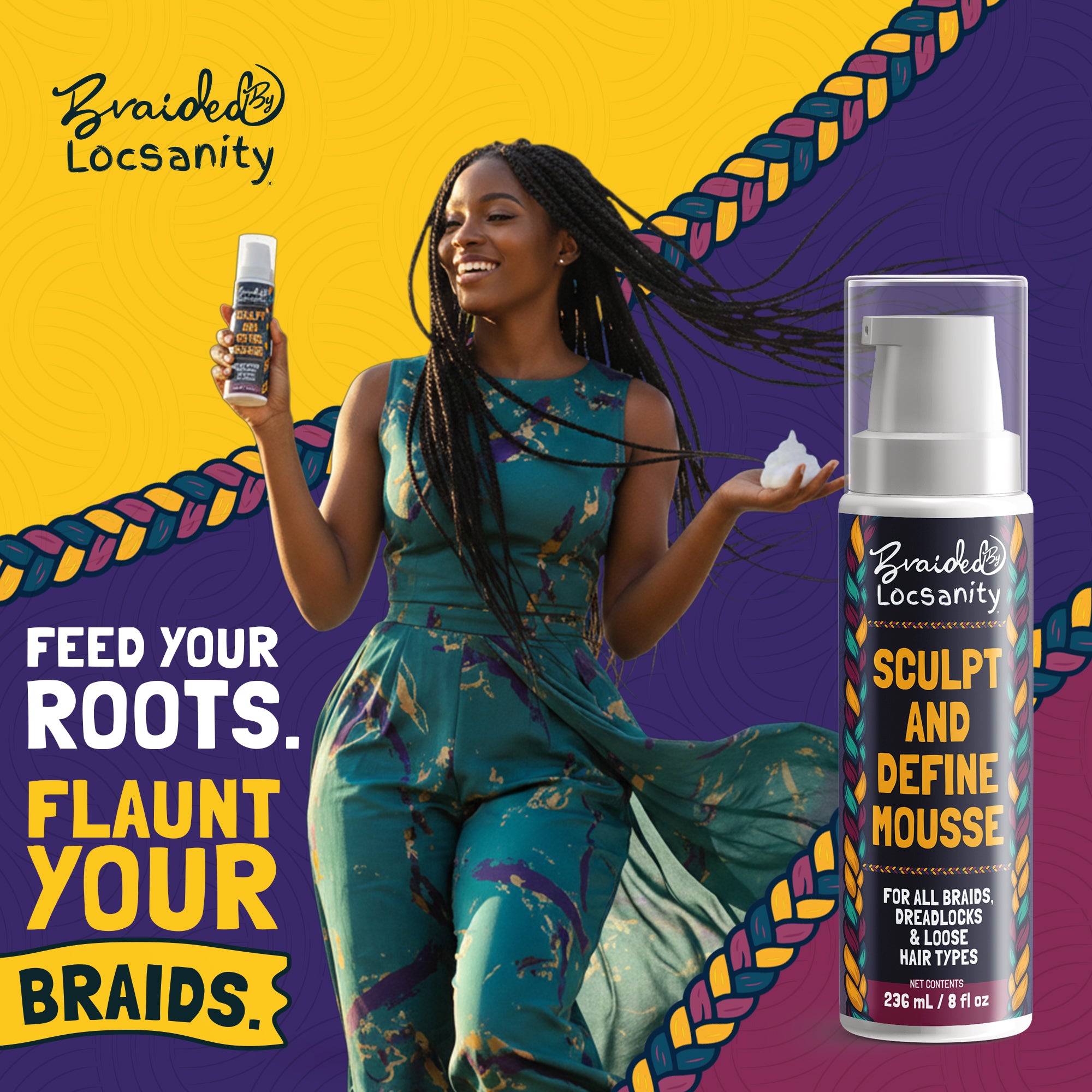 デミデゥ590g2本セットHAIRTREATMENT extras&smooth Braided by Locsanity Sculpt & Define Mousse