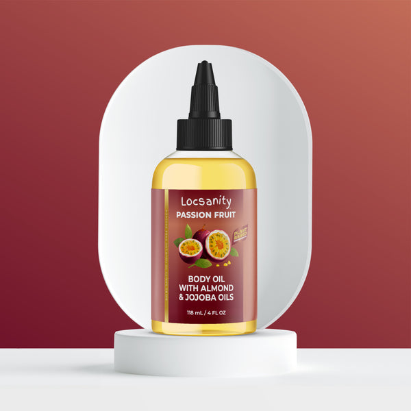 Locsanity Passion Fruit Body Oil with Almond & Jojoba Oils, 4 OZ