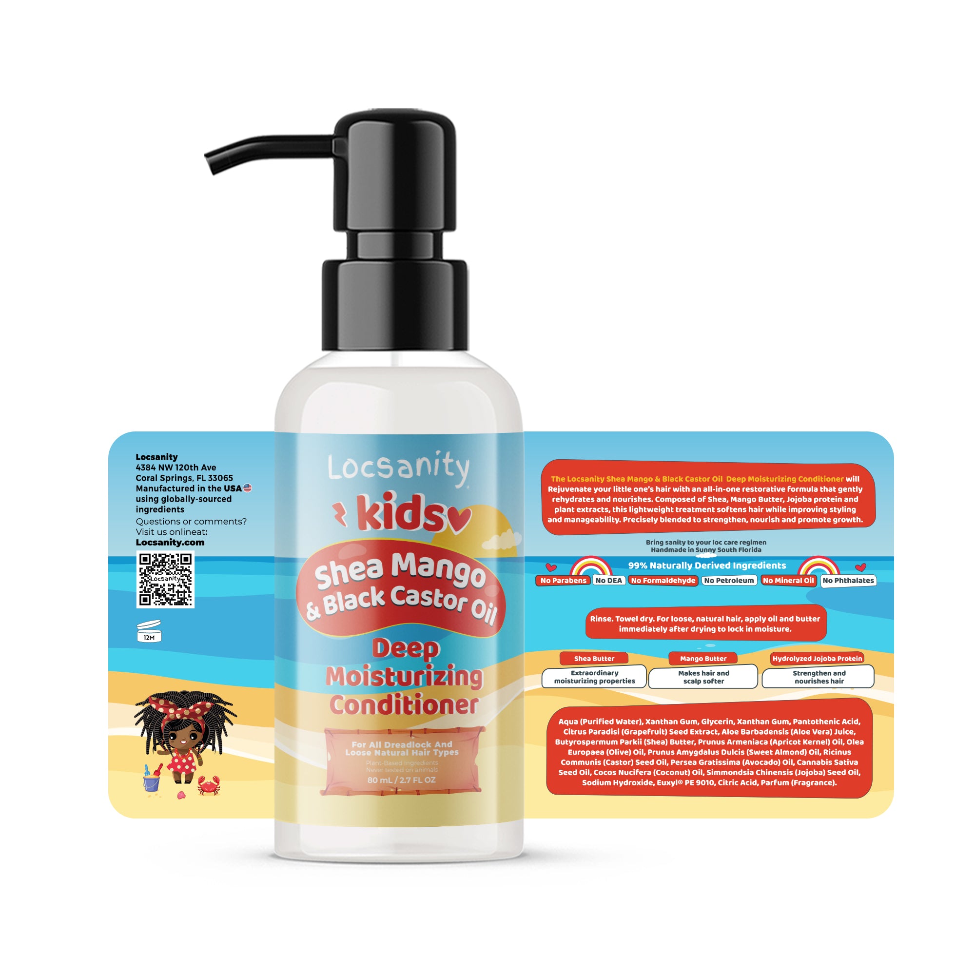 Locsanity Natural Kids Travel Kit, 2-in-1 Shampoo/Conditioner, Deep Co