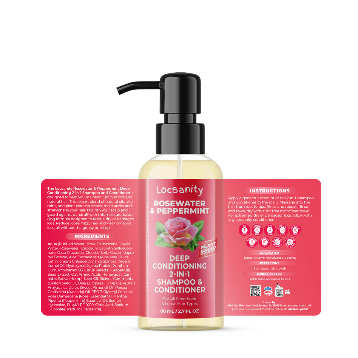 Locsanity Mature Locs Travel Sample Kit, 2-in-1 Shampoo and Conditioner, Hair Oil, Passion Fruit Moisturizing Spray, Rosewater Peppermint Moisturizing Spray, Liquid Edge Gel