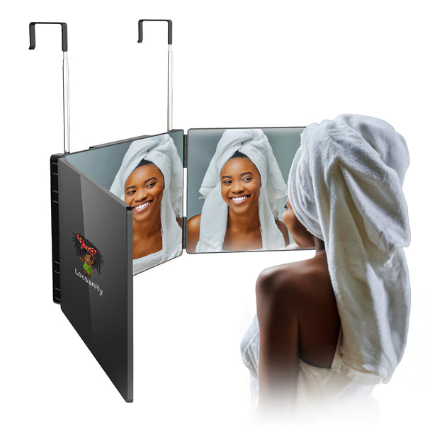 Locsanity 360° Tri-Fold Cosmetic Mirror, LED Light, ABS Plastic, Adjustable, for DYI Locs, Dreadlocks, Sisterlocks, Braids, Hair Cuts