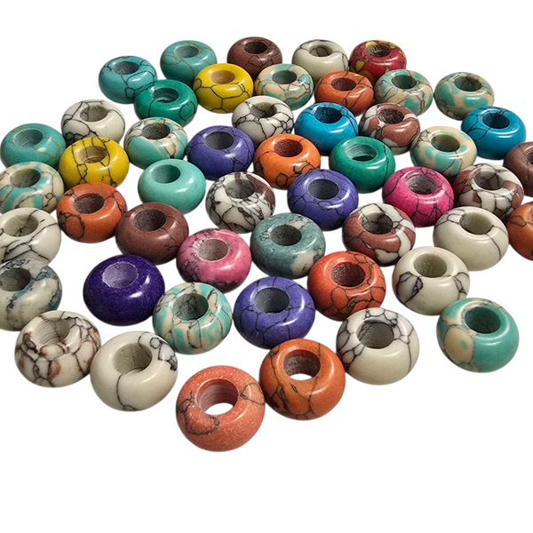 50 Piece Multicolored Round Stone Dreadlock Rings